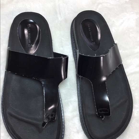 ZARA TARFALUC T STRAP BLACK FLIP FLOP / SANDAL 36 (6) - Picture 2 of 8